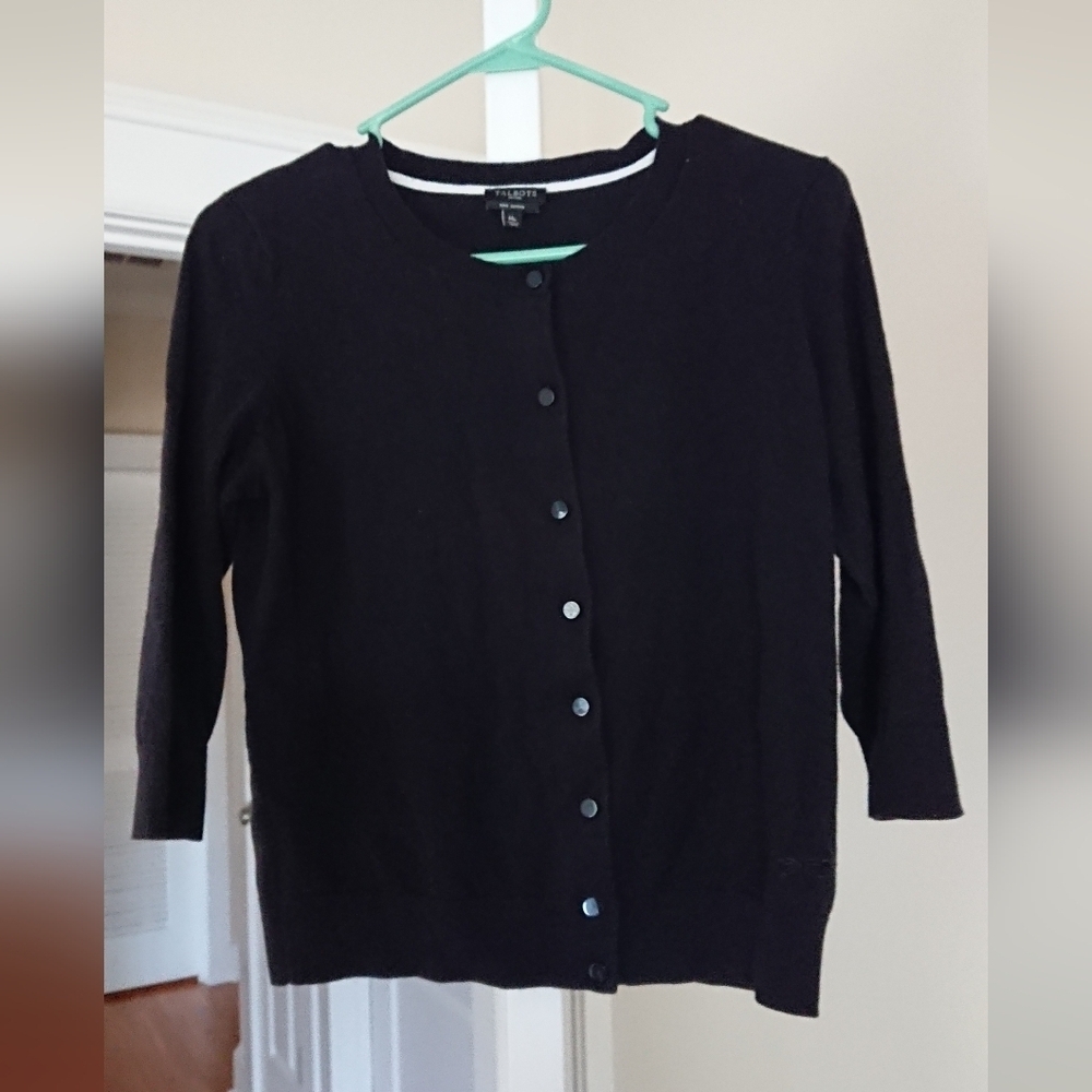 Talbots pima cotton Charming Cardigan in black size Petite M